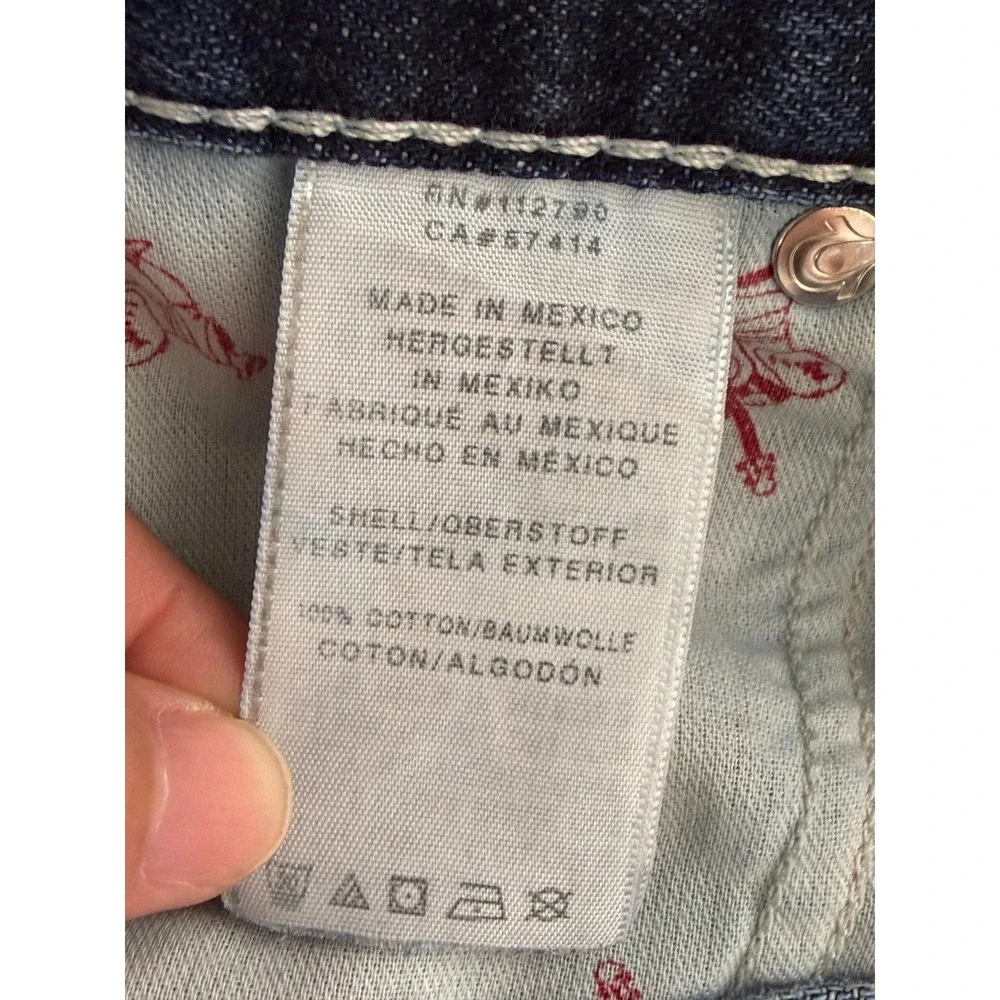 True Religion Slim Fit Jeans Mens 40 Blue‎ Whiskered Flap Pocket Moto Western